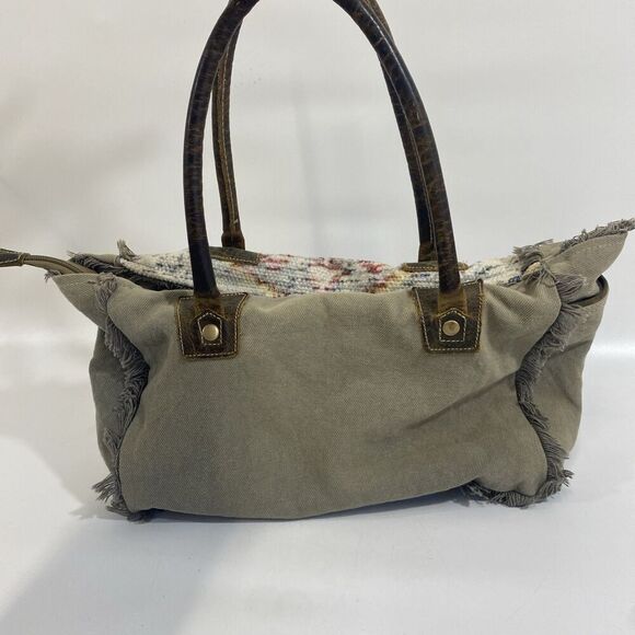 Myra Purse Carpet Bag Design With Leather Handles - Picture 5 of 13